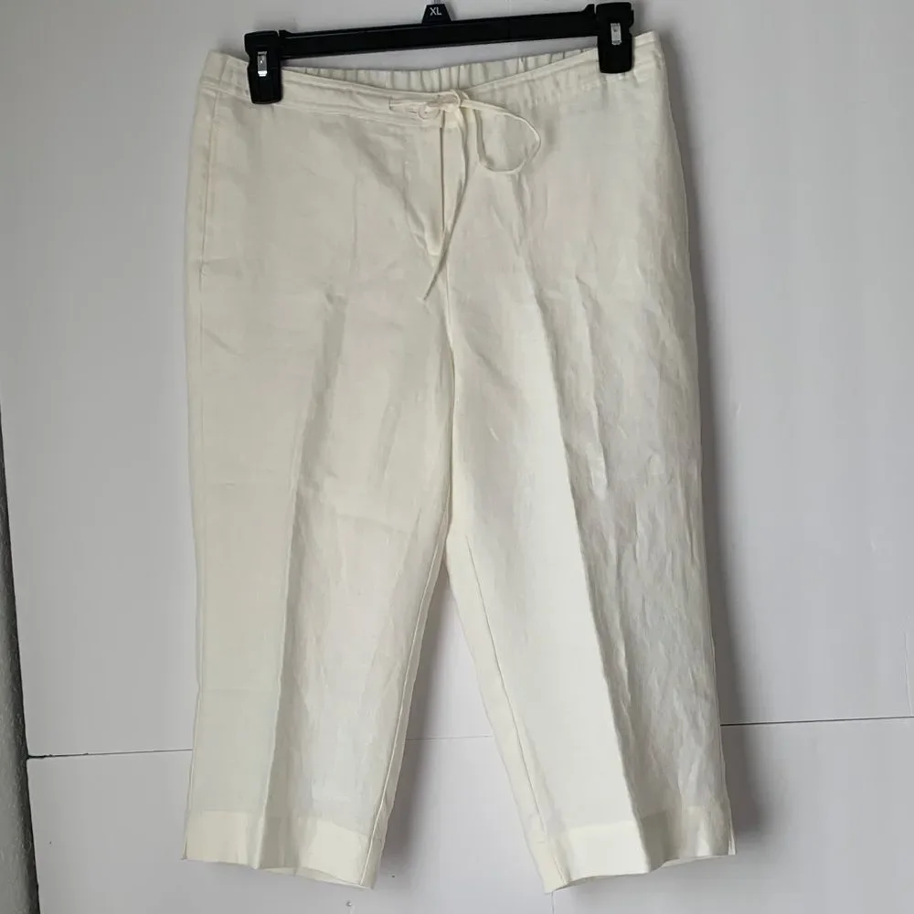 Kim Roger’s Cropped Linen with Drawstring Pants Size 10P